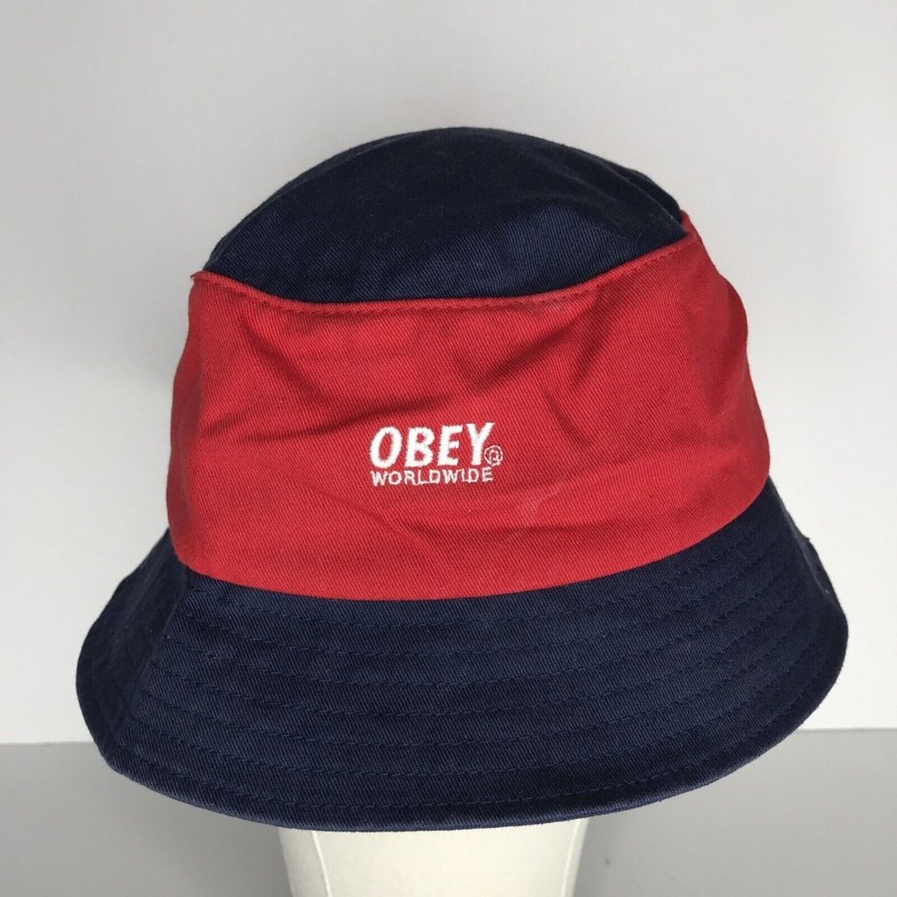 Obey Worldwide Bucket One Size Blue Red Hat